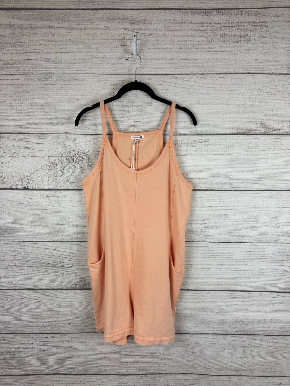 Sundry Women's Orange Wash French Terry Lounge Sleeveless Romper Size Medium